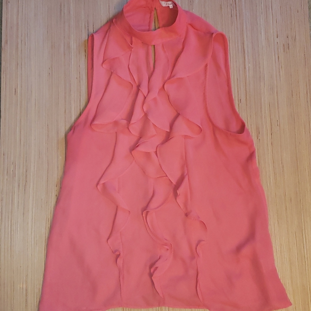 Parker coral ruffled sleeveless top - Picture 2 of 5